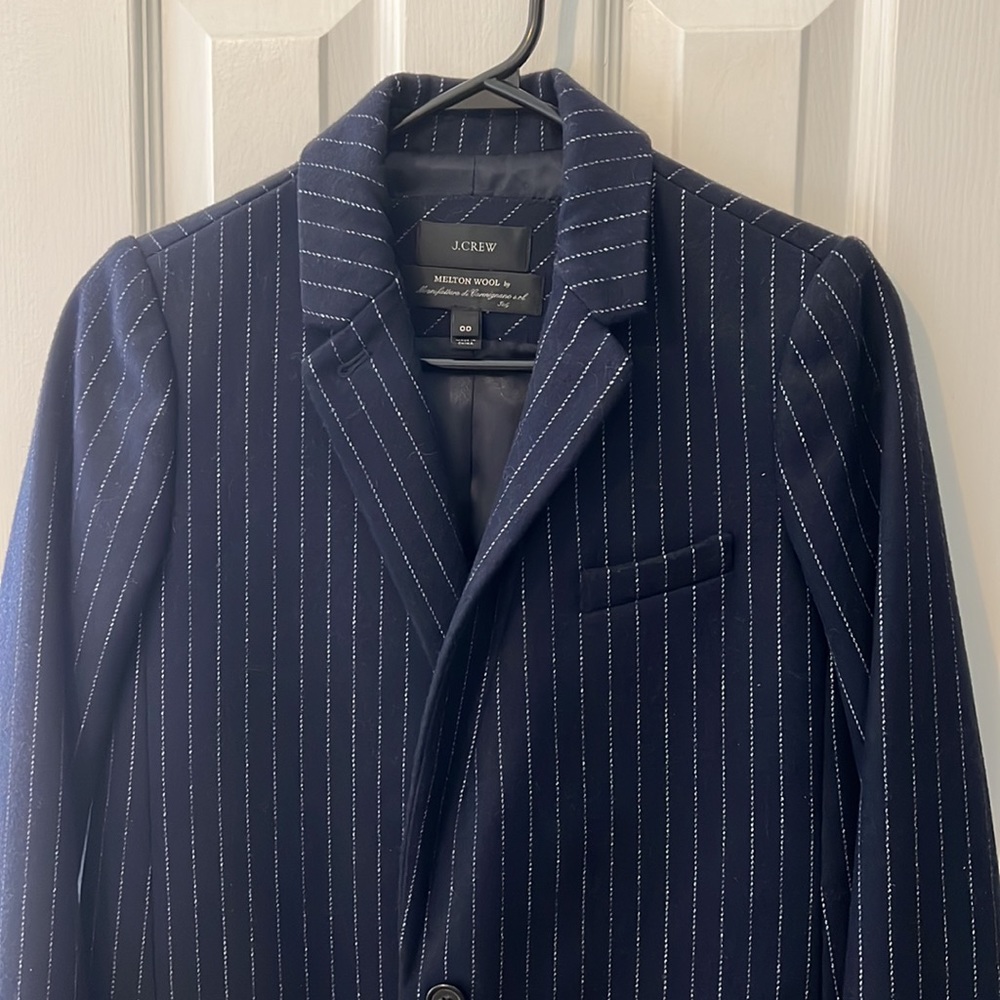 J Crew Pinstripe Wool Coat